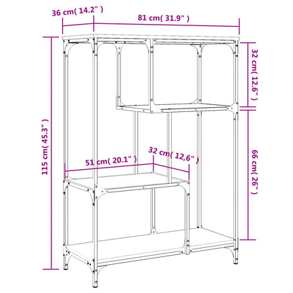 Kirjahylly ruskea tammi 81x36x115 cm ja teräs