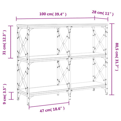 Avlastningsbord konsolbord rökfärgad ek 100x28x80,5 cm