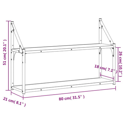 Vägghylla 2 hyllor sonoma-ek 80x21x51 cm konstruerat trä