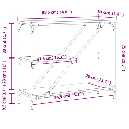 Avlastningsbord konsolbord rökfärgad ek 88,5x30x75 cm