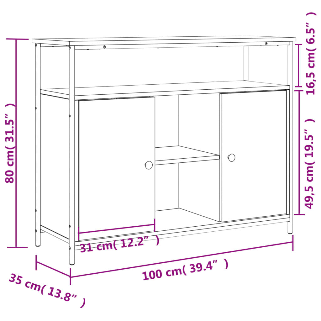 Skänk svart 100x35x80 cm