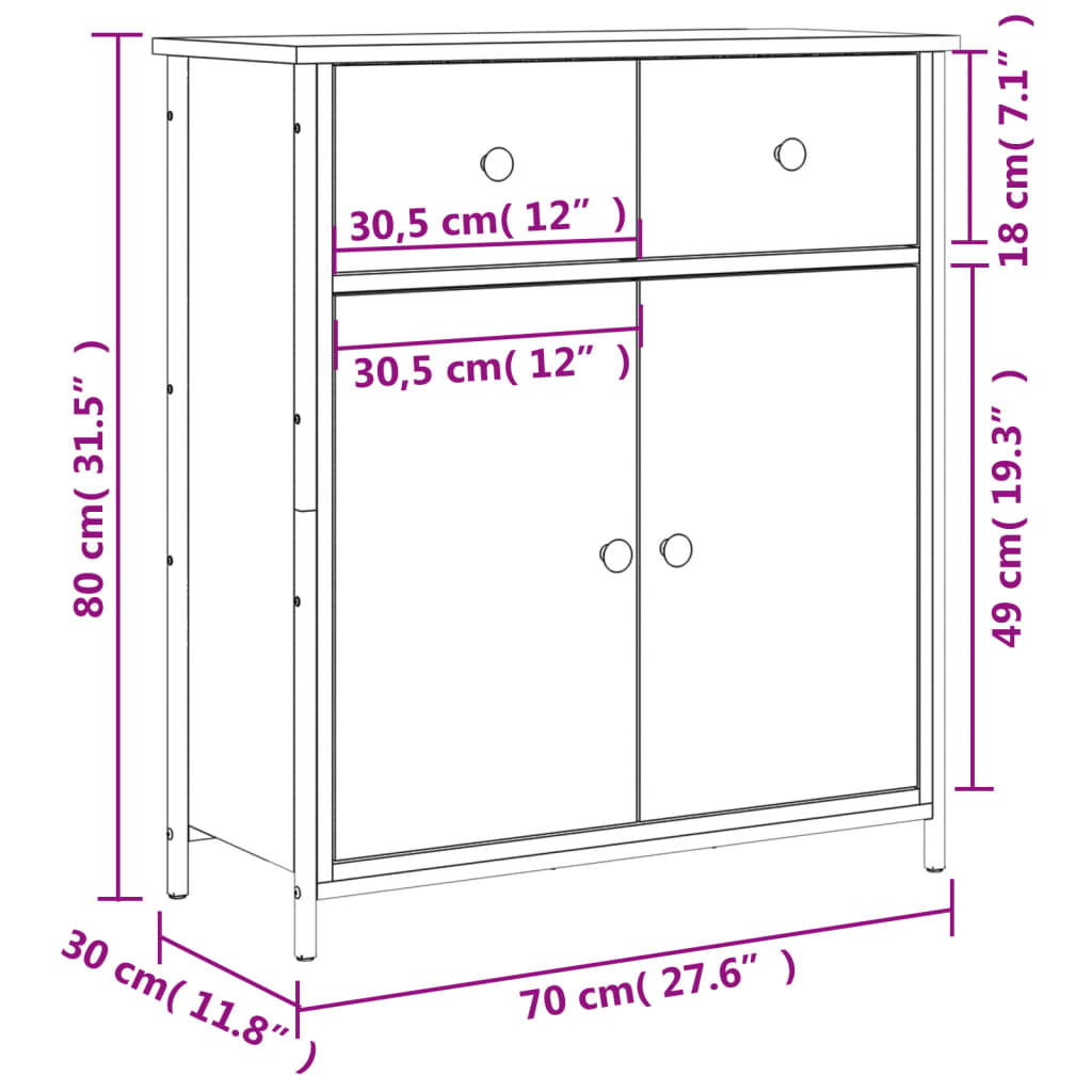 Skänk Sonoma ek 70x30x80 cm