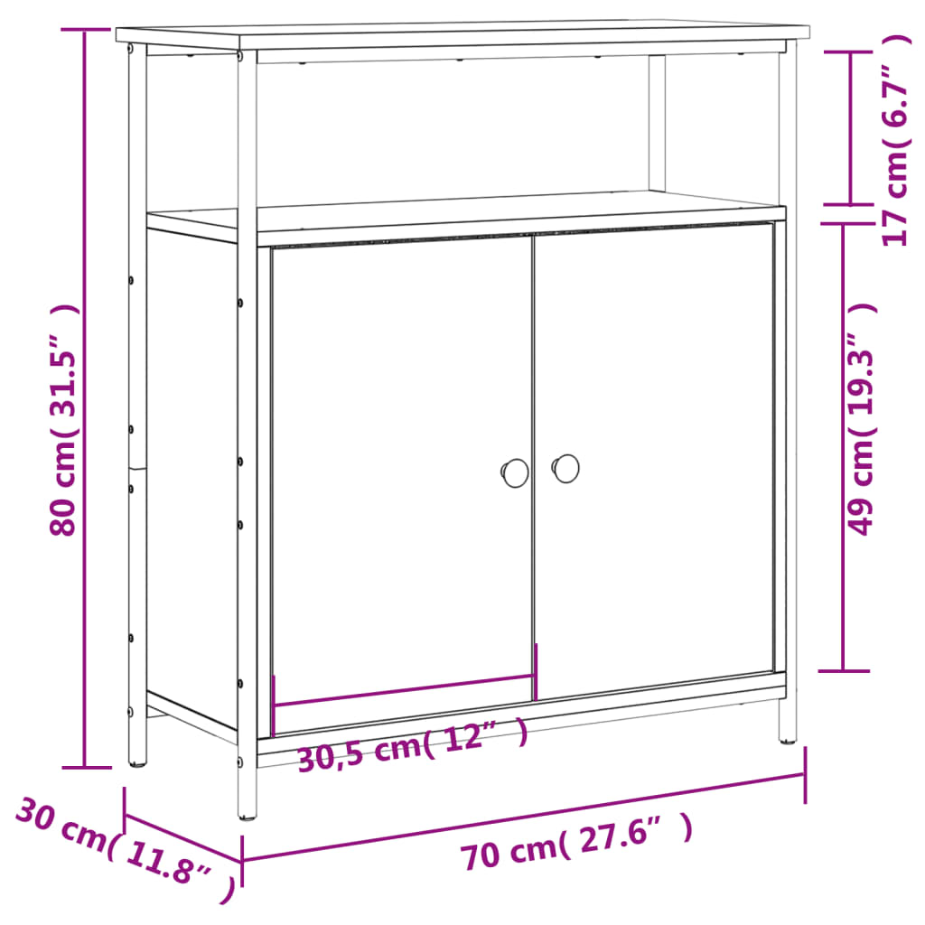 Skänk svart 70x30x80 cm