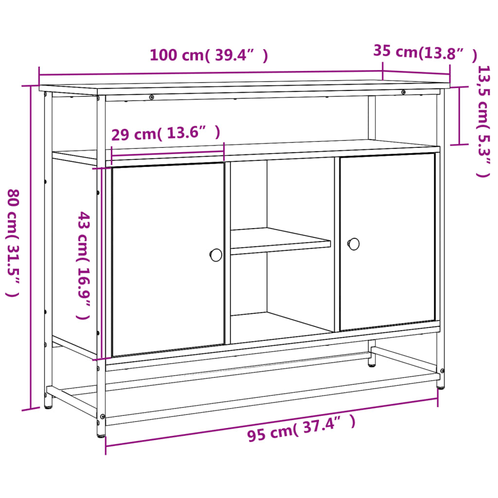 Skänk svart 100x35x80 cm