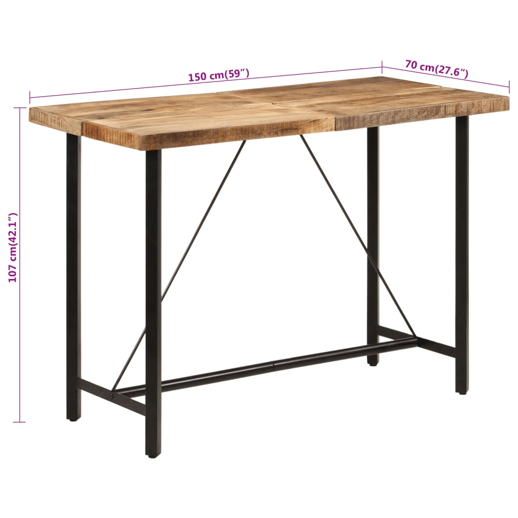 Barbord 150x70x107 cm massivt mangoträ och järn