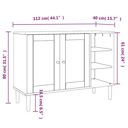 Sidobord SENJA rottinglook brun 112x40x80 cm massiv furu