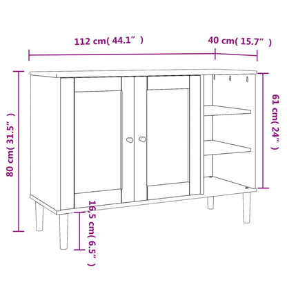 Sidobord SENJA rottinglook vit 112x40x80 cm massiv furu