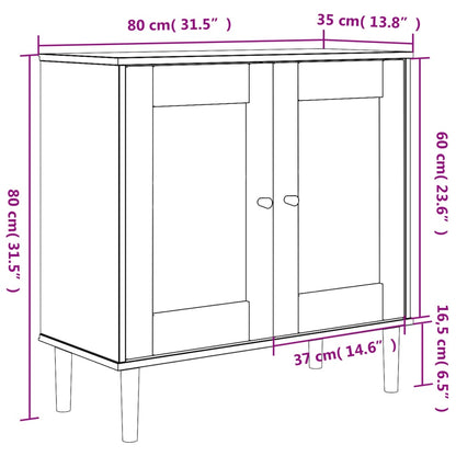 Sidobord SENJA rottinglook brun 80x35x80 cm massiv furu