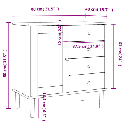 Sidobord SENJA rottinglook vit 80x40x80 cm massiv furu