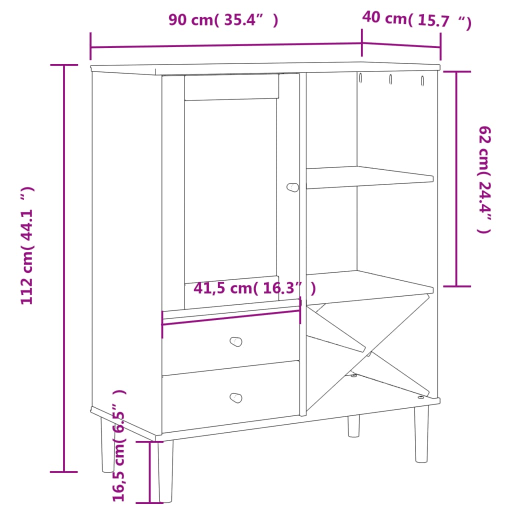 Skåp vit SENJA rottinglook vit 90x40x112 cm massiv trä furu