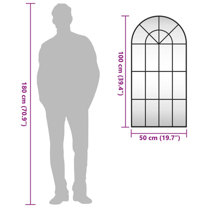 Seinäpeili musta 50x100 cm kaaren muotoinen rauta