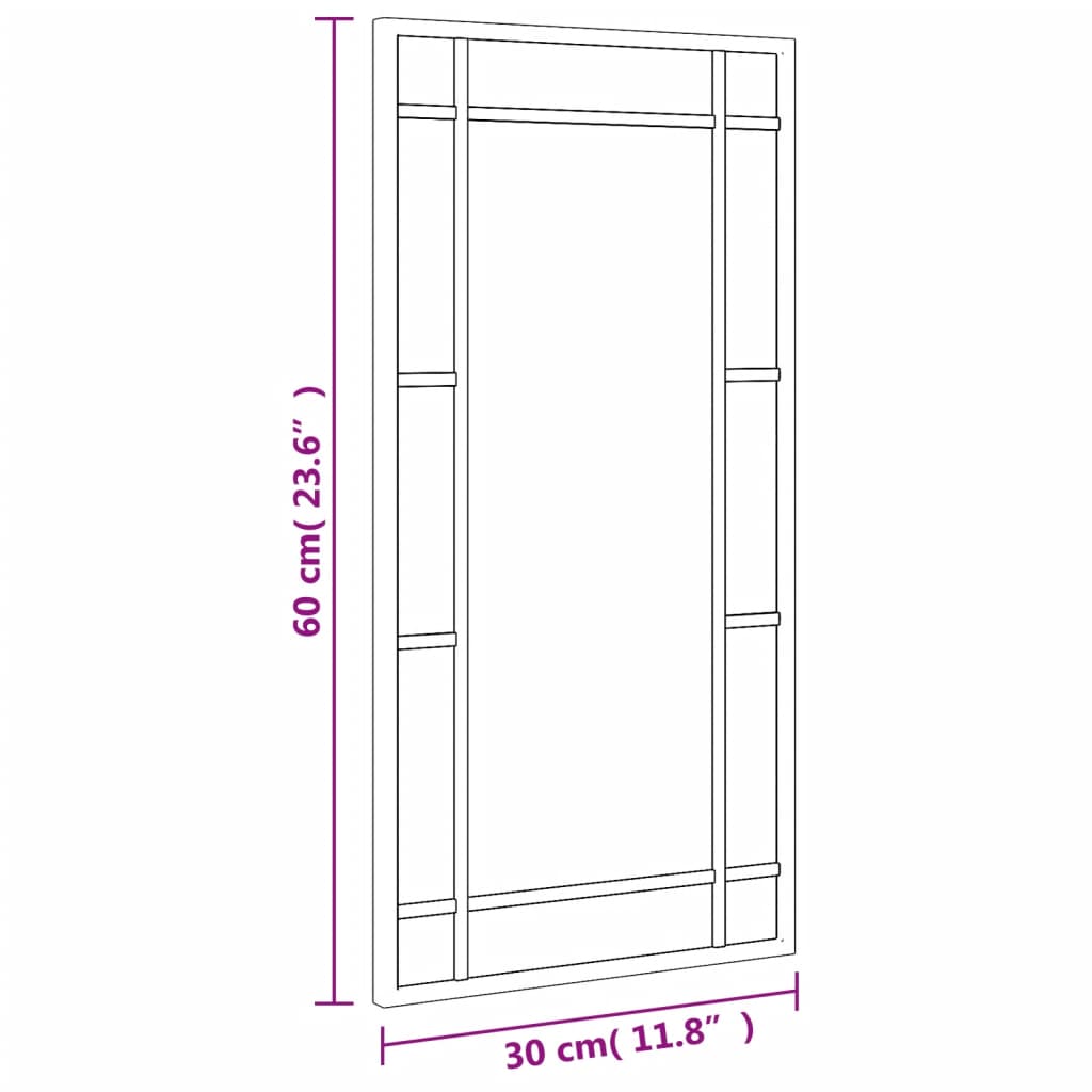 Seinäpeili musta 30x60 cm suorakaiteen muotoinen rauta