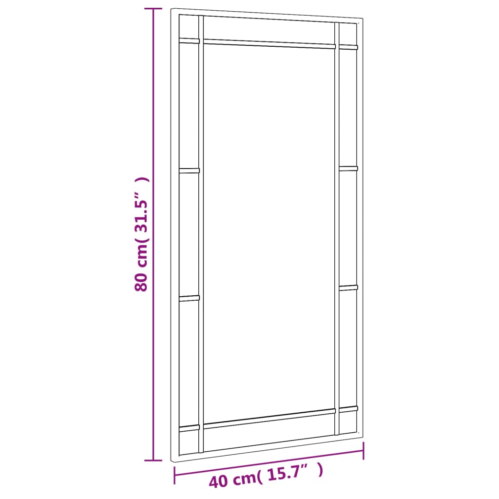 Seinäpeili musta 40x80 cm suorakaiteen muotoinen rauta