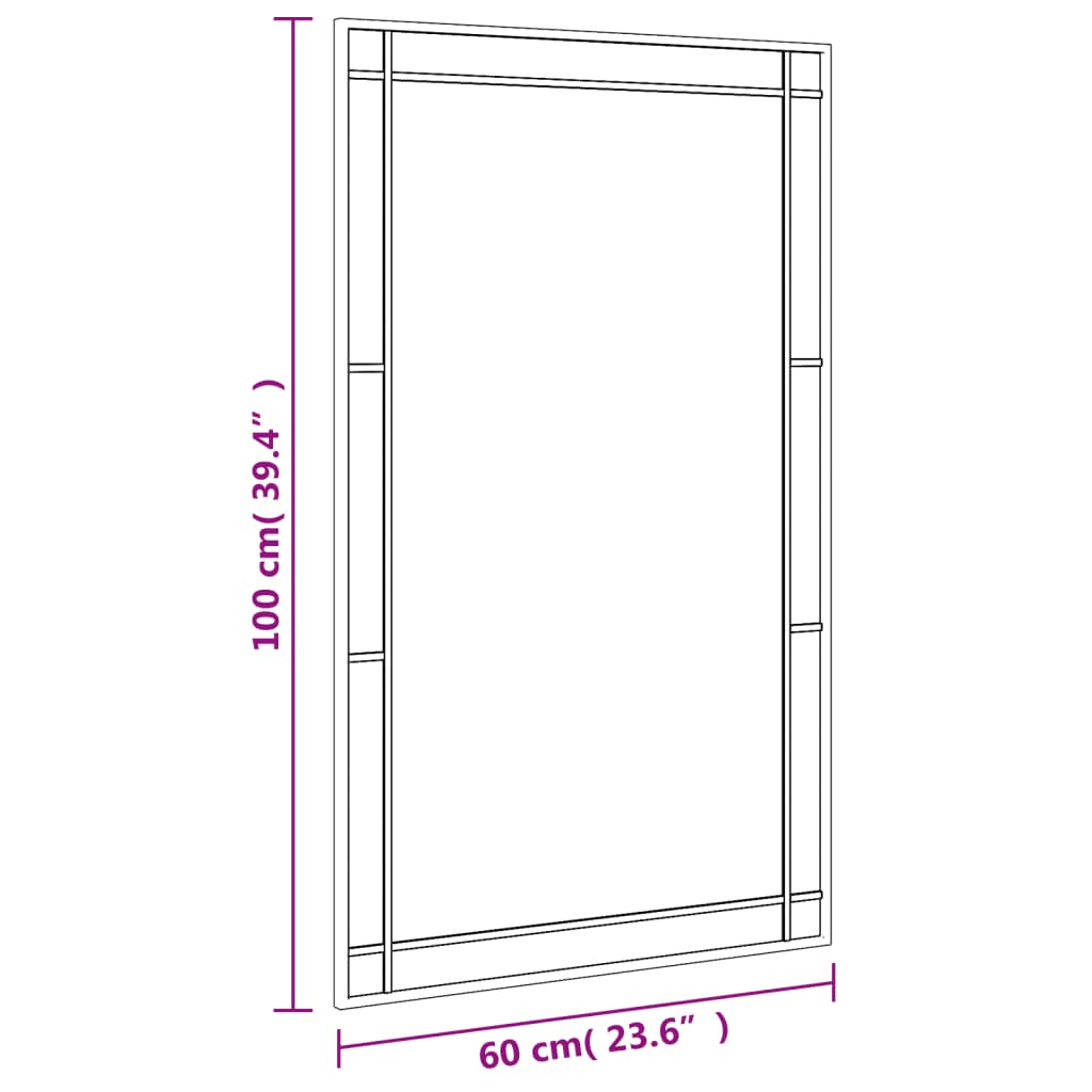 Seinäpeili musta 60x100 cm suorakaiteen muotoinen rauta