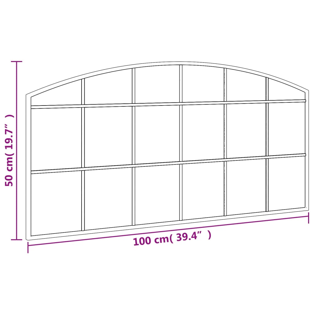 Seinäpeili musta 100x50 cm kaarimainen rauta