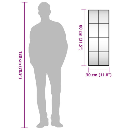 Seinäpeili musta 30x80 cm suorakaiteen muotoinen rauta