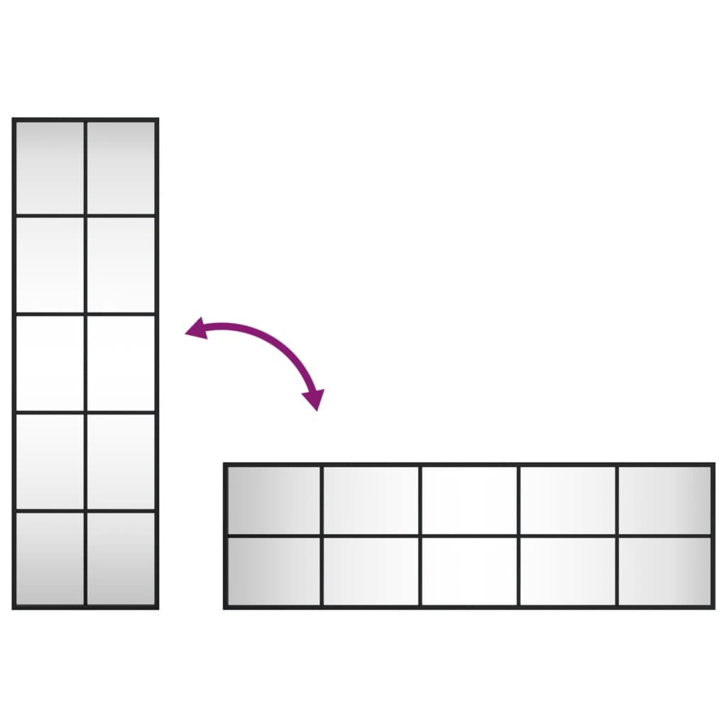 Seinäpeili musta 30x100 cm suorakaiteen muotoinen rauta