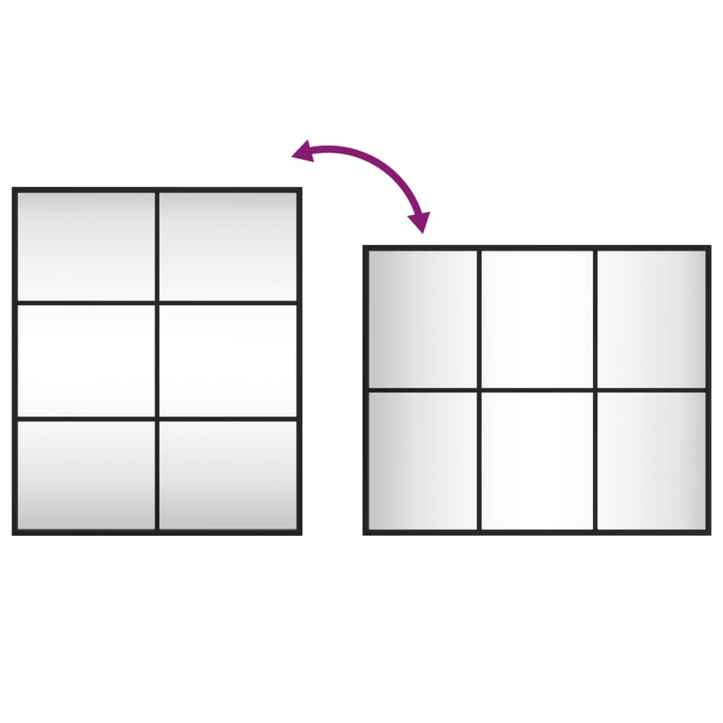 Seinäpeili musta 50x60 cm suorakaiteen muotoinen rauta
