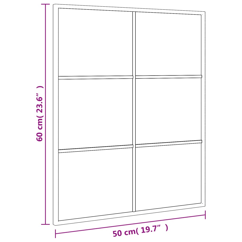 Seinäpeili musta 50x60 cm suorakaiteen muotoinen rauta