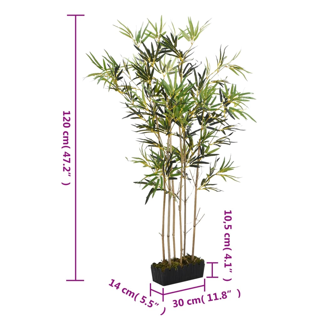 Keinotekoinen kasvi Bambu 552 lehteä 120 cm vihreä