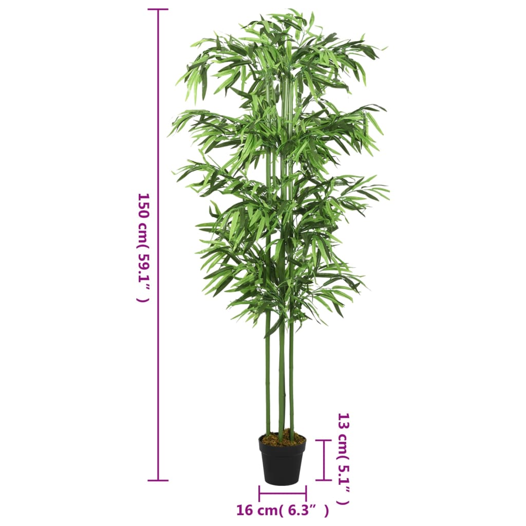 Keinotekoinen kasvi Bambu 576 lehteä 150 cm vihreä