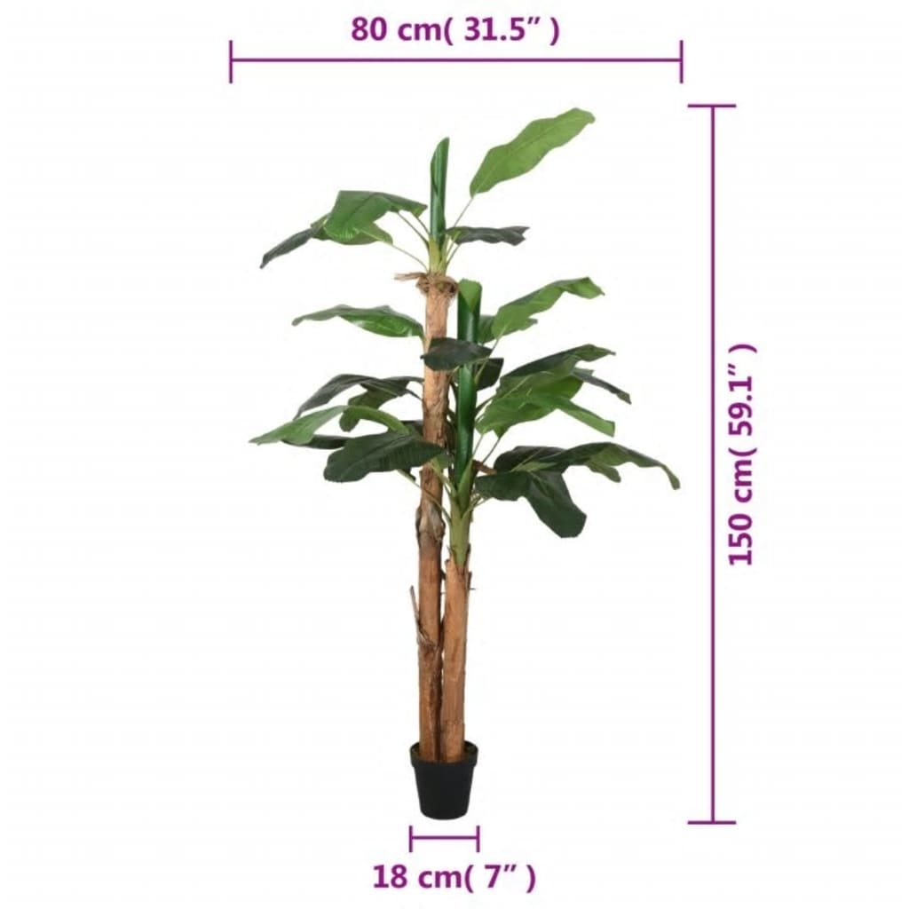 Keinotekoinen kasvi banaanipuu 18 lehteä 150 cm vihreä