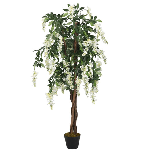 Keinotekoinen kasvi Wisteria 560 lehdet 80 cm vihreä ja valkoinen