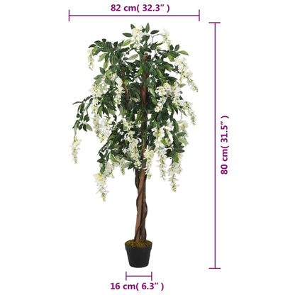 Keinotekoinen kasvi Wisteria 560 lehdet 80 cm vihreä ja valkoinen