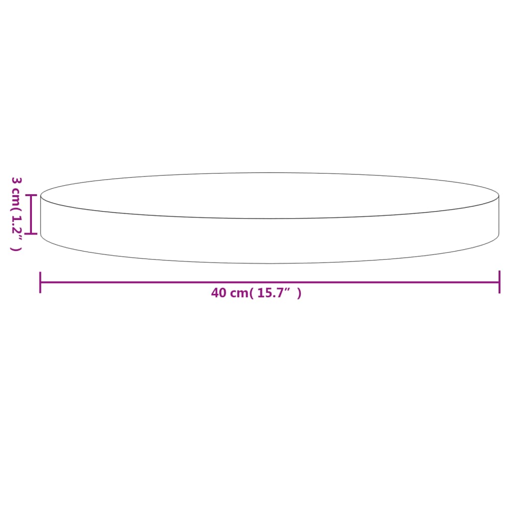 Bordsskiva massiv furu rund vit Ø40x3 cm