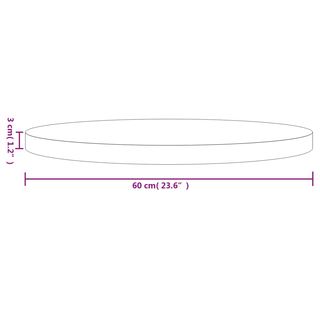 Bordsskiva massiv furu rund natur Ø60x3 cm