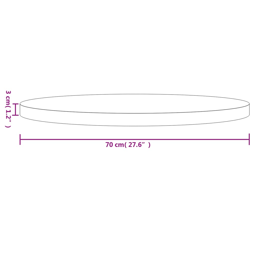 Bordsskiva massiv furu rund natur Ø70x3 cm