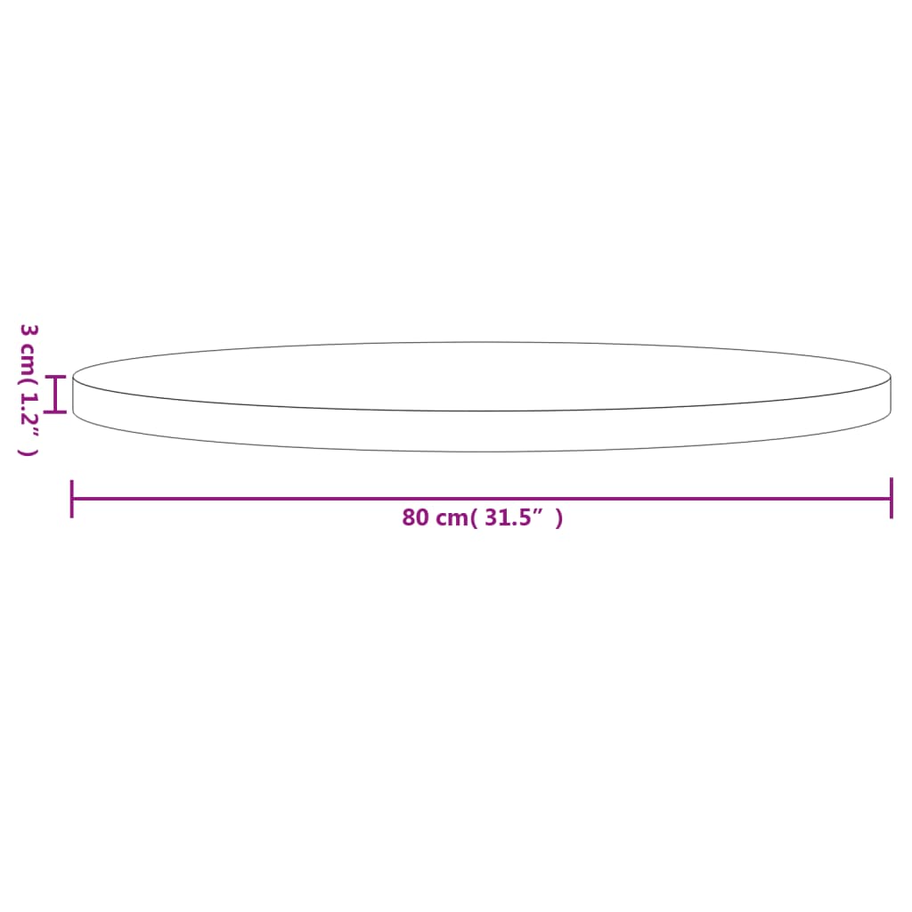 Bordsskiva massiv furu rund vit Ø80x3 cm