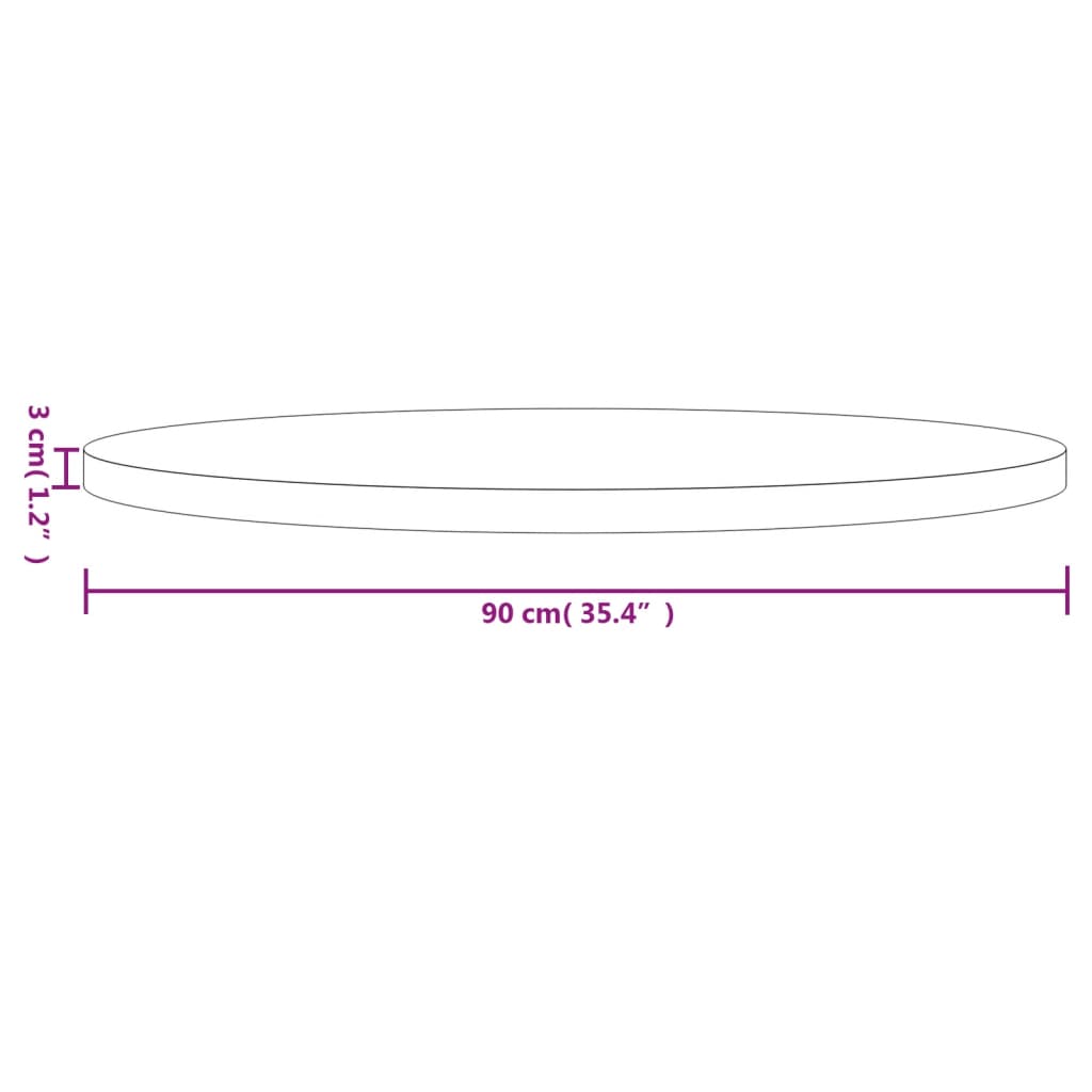 Bordsskiva massiv furu rund natur Ø90x3 cm