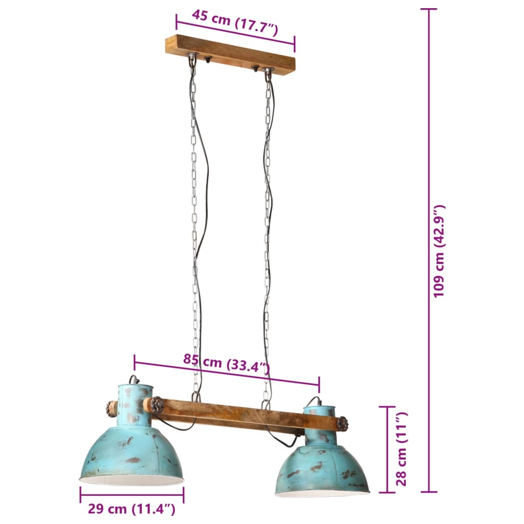 Taklampa Hänglampa 25 W nött blå 85x28x109 cm E27