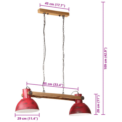 Taklampa Hänglampa 25 W nött röd 85x28x109 cm E27