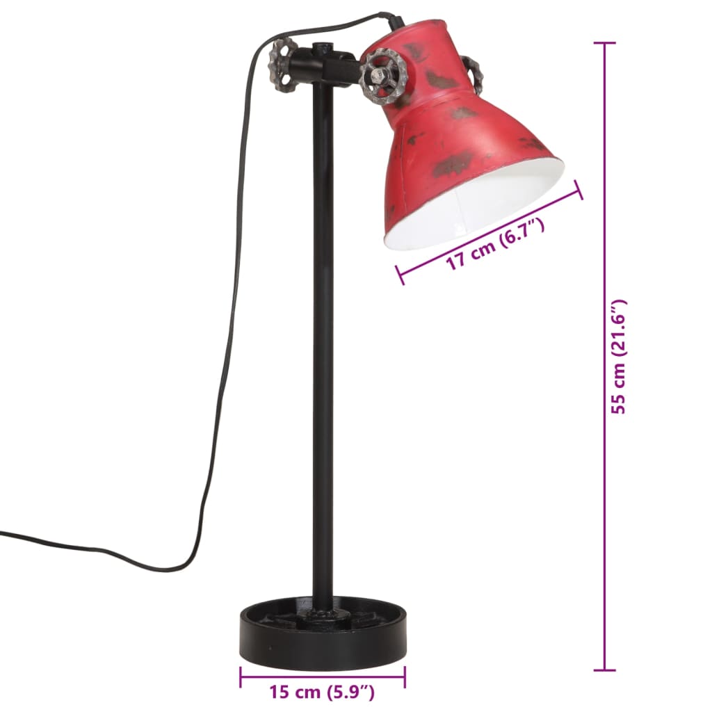 Bordslampa Skrivbordslampa 25 W nött röd 15x15x55 cm E27