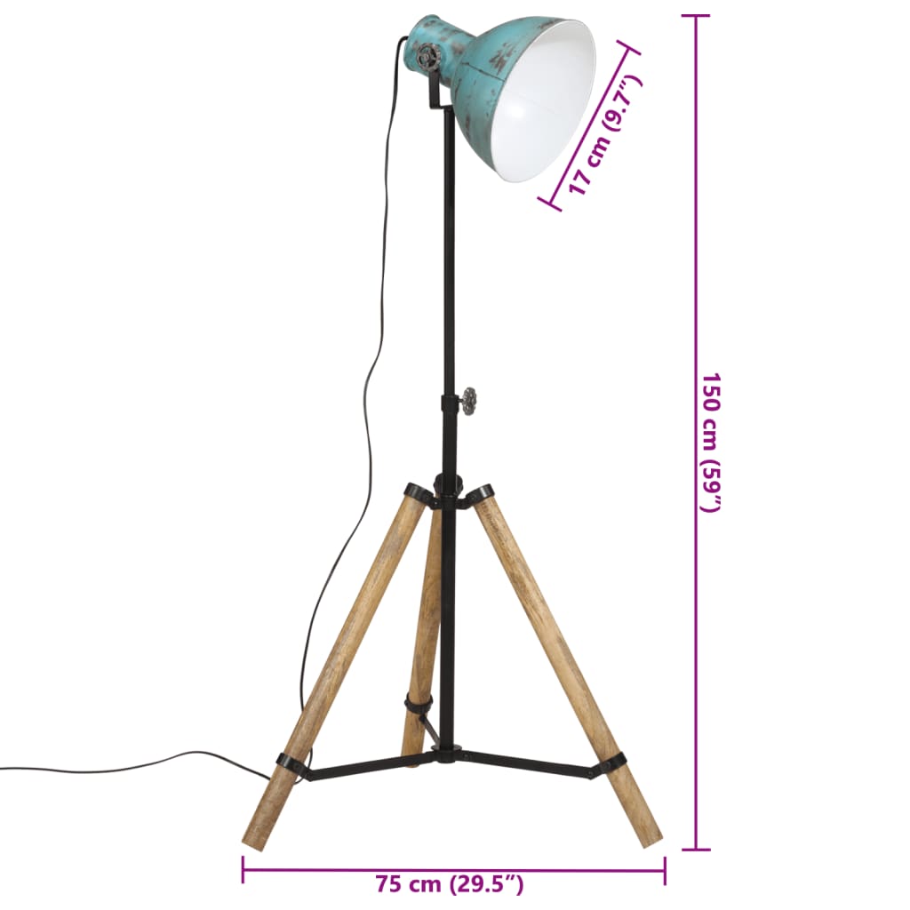 Golvlampa 25 W nött blå 75x75x90-150 cm E27