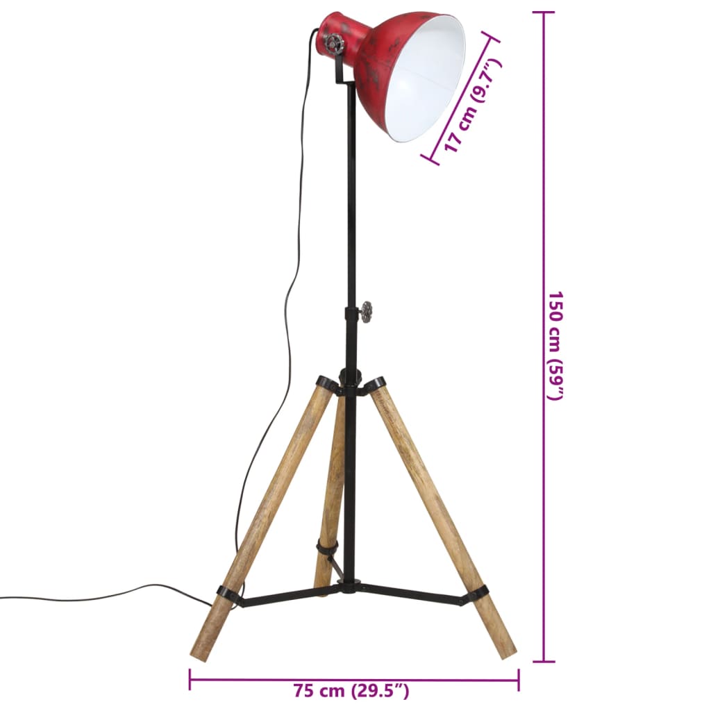 Golvlampa 25 W nött röd 75x75x90-150 cm E27