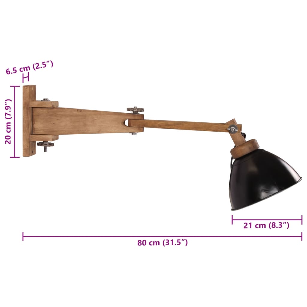 Vägglampa 25 W svart E27