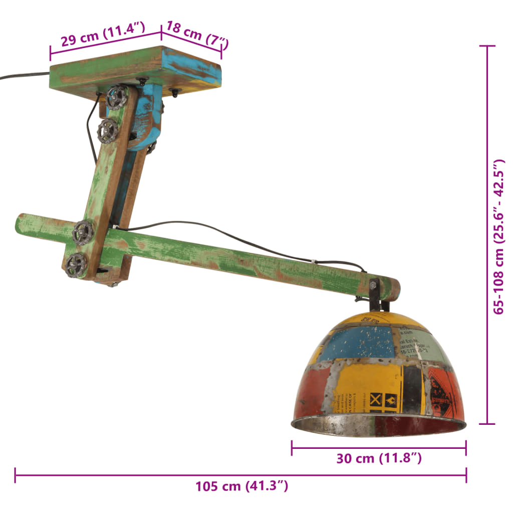 Taklampa 25 W flerfärgad 105x30x65-108 cm E27