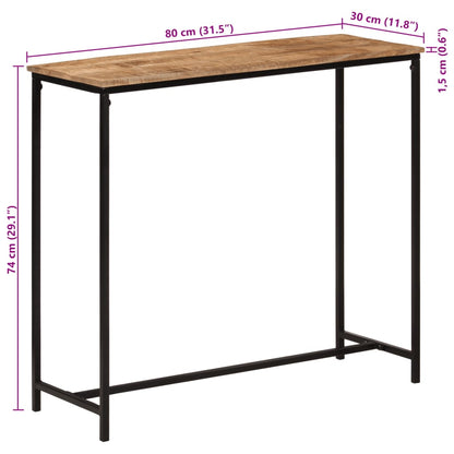 Avlastningsbord konsolbord massiv trä mangoträ 80x30x74 cm järn