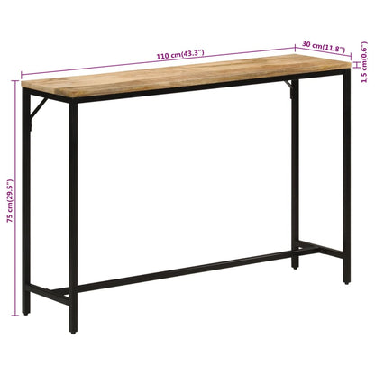 Avlastningsbord konsolbord massiv trä mangoträ 110x30x75 cm järn