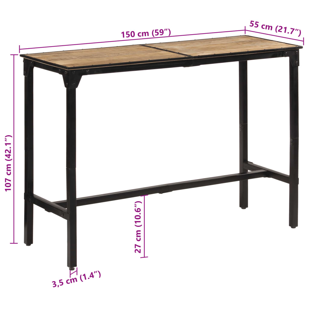 Barbord bistrobord massiv mangoträ 150x55x107 cm