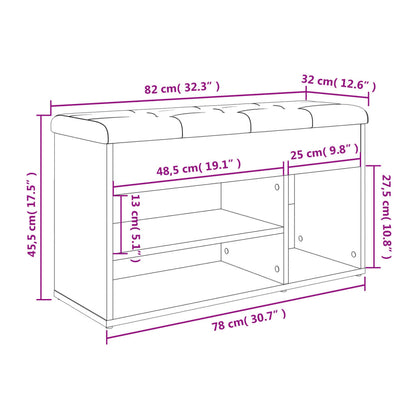 Kenkäteline Kenkäkaappi Kenkäpenkki sonoma tammi 82x32x45,5 cm