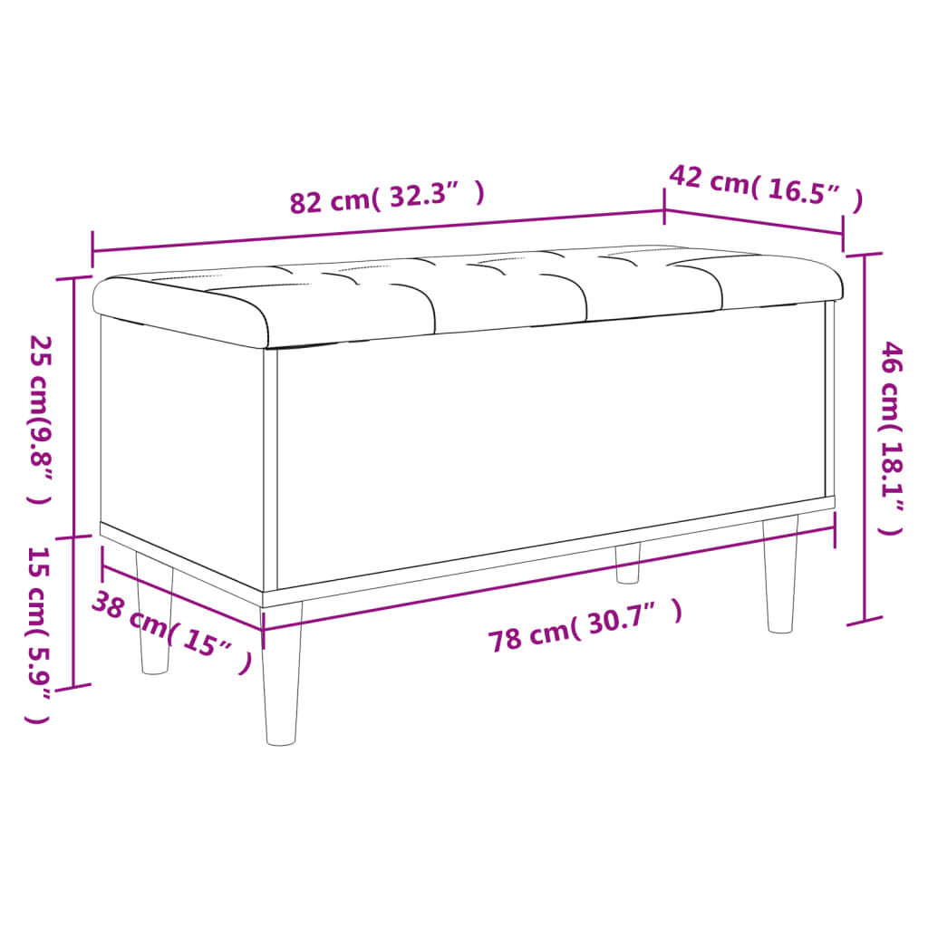 Förvaringsbänk sonoma-ek 82x42x46 cm konstruerat trä