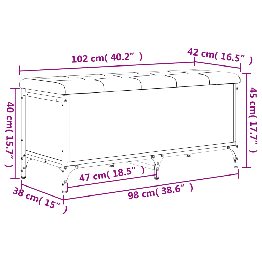 Förvaringsbänk sonoma ek 102x42x45 cm