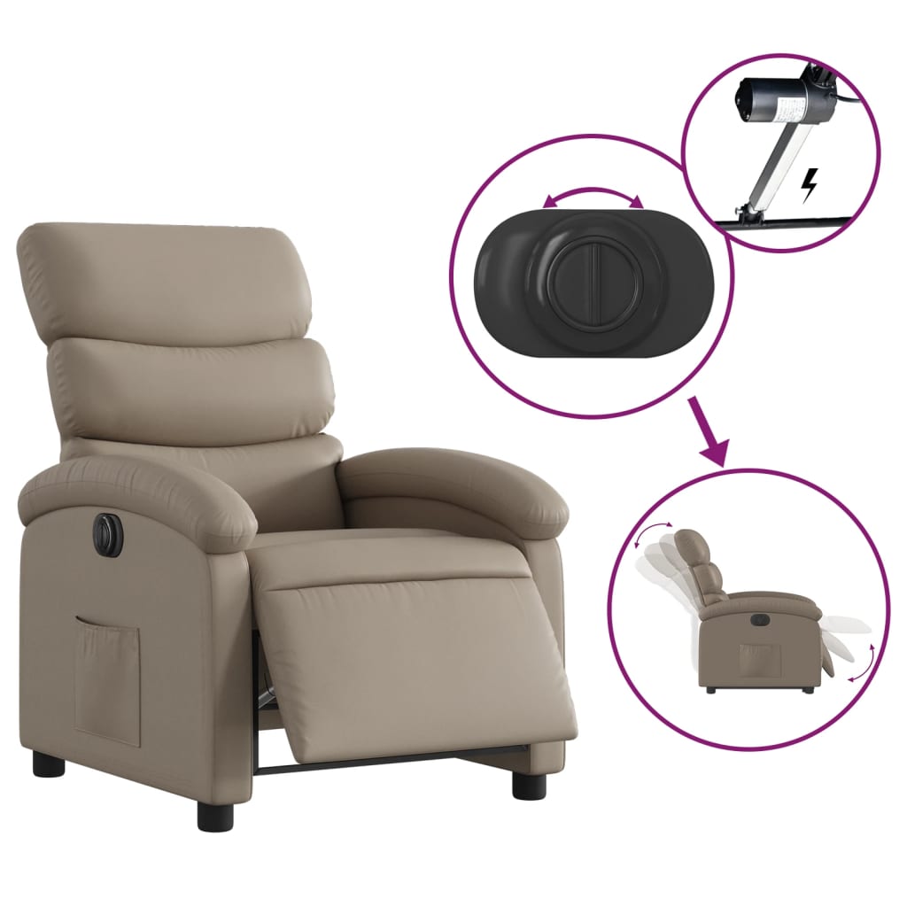 Elektrisk Massagefåtölj cappuccino Recliner konstläder