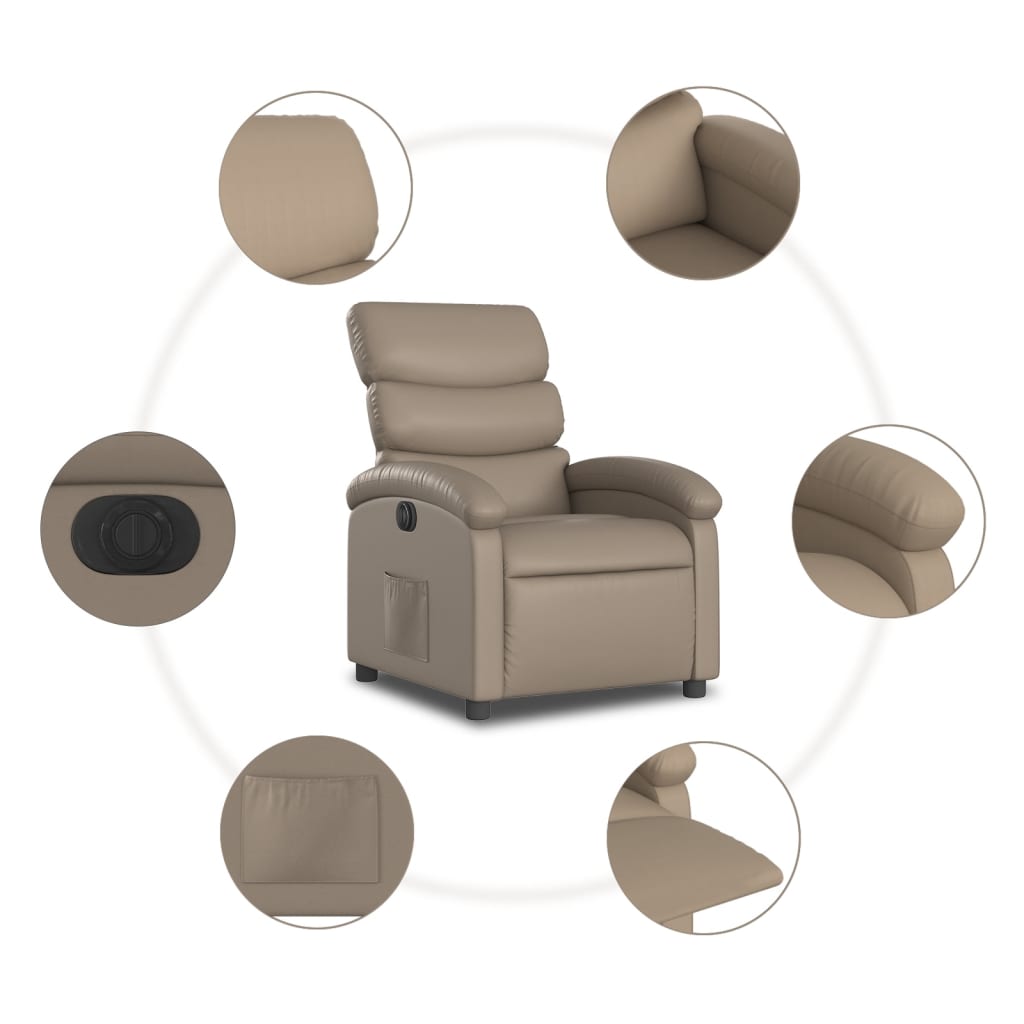 Elektrisk Massagefåtölj cappuccino Recliner konstläder