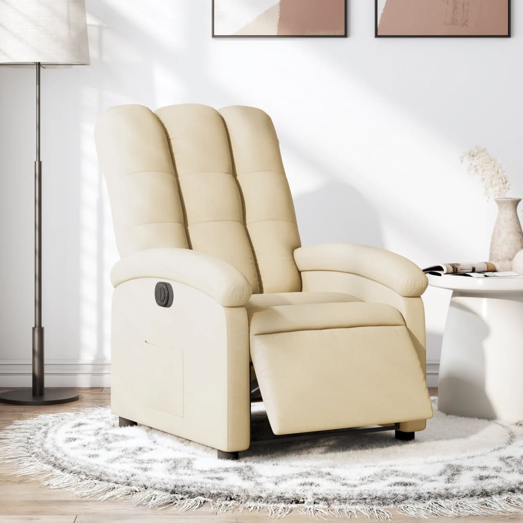 Elektrisk Massagefåtölj vit Recliner tyg