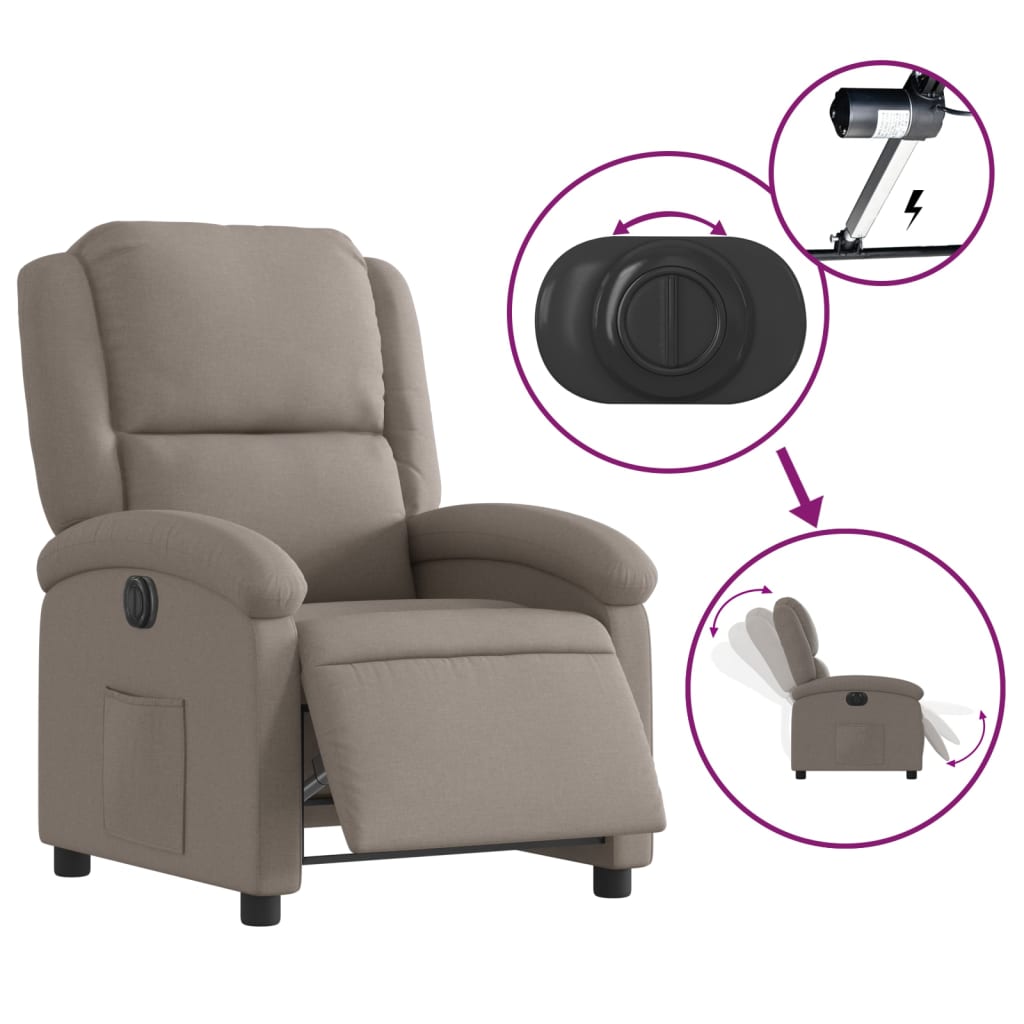 Electric Massage nojatuoli Recliner taupe kangasta